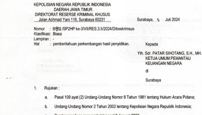 PKN Apresiasi Polda Jatim atas Penahanan 2 Pelaku Dugaan Korupsi Pembangunan Jembatan di Sampang