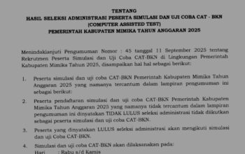 BKPSDM Mimika Umumkan Peserta Lulus Administrasi Simulasi CAT-BKN 2025