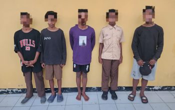 Tim BABAT Polres Mimika Sikat Komplotan Begal Nawaripi, Lima Remaja Bersenjata Tajam Diringkus