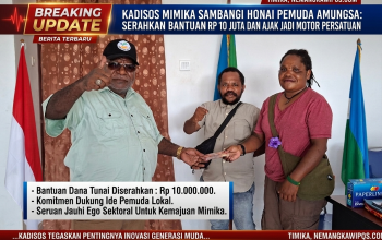 Sambangi ‘Honai’ Pemuda Amungsa, Kadisos Mimika Serahkan Bantuan dan Ajak Pemuda Jadi Motor Persatuan