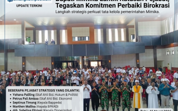 Bupati Mimika Lantik Ratusan Pejabat, Tegaskan Komitmen Perbaiki Birokrasi