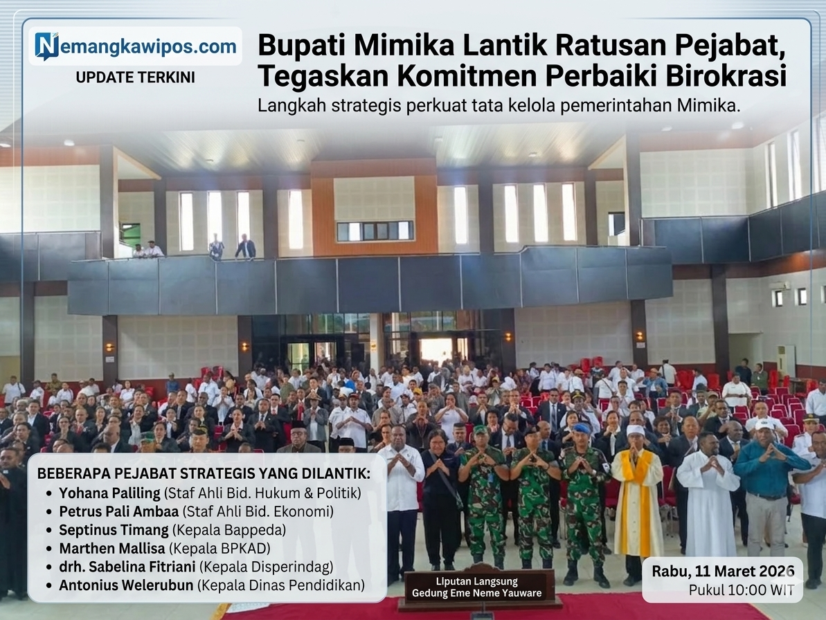 Bupati Mimika Lantik Ratusan Pejabat, Tegaskan Komitmen Perbaiki Birokrasi