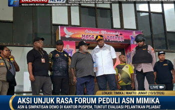 Tuntut Evaluasi Pelantikan Pejabat, Forum Peduli ASN Mimika Gelar Aksi Demo di Kantor Puspem