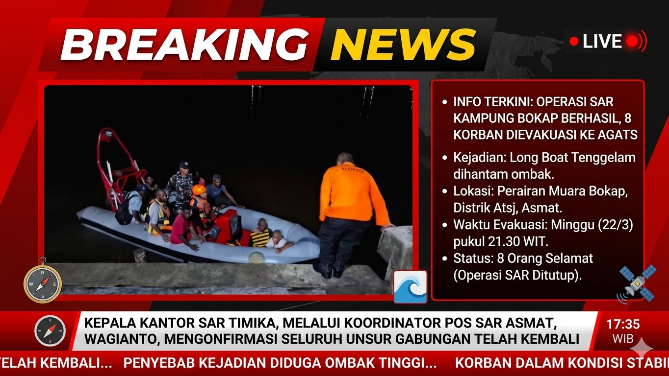 Long Boat Berpenumpang 8 Orang Tenggelam di Muara Bokap, Seluruh Korban Selamat
