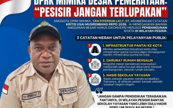 DPRK Mimika Desak Pemerataan Pembangunan: Pesisir Harus Tersentuh Infrastruktur, Kesehatan, dan Pendidikan