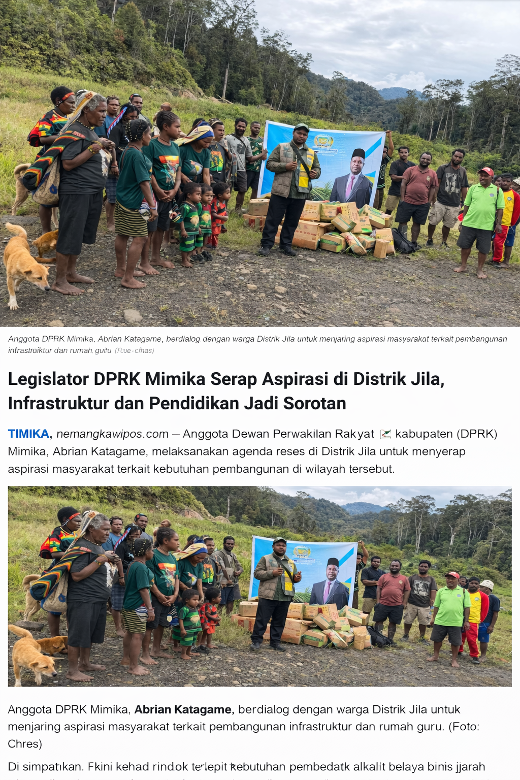 Legislator DPRK Mimika Serap Aspirasi di Distrik Jila, Infrastruktur dan Pendidikan Jadi Sorotan