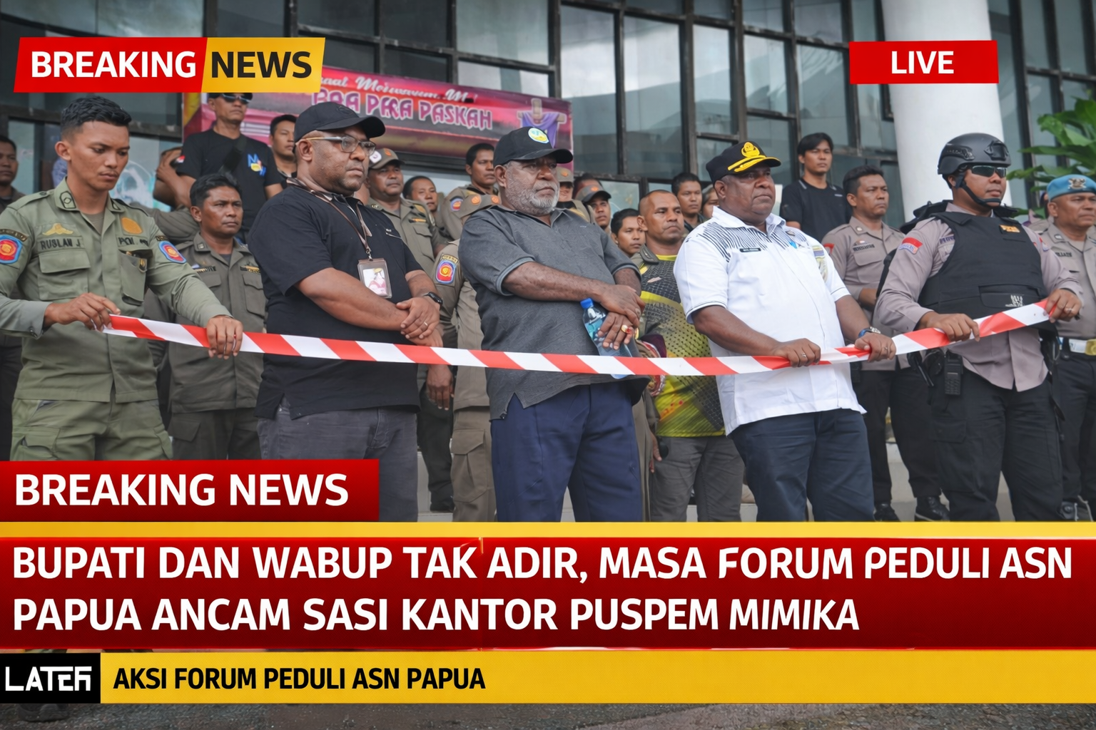 Bupati dan Wabup Tak Hadir, Massa Forum Peduli ASN Papua Ancam Sasi Kantor Puspem Mimika