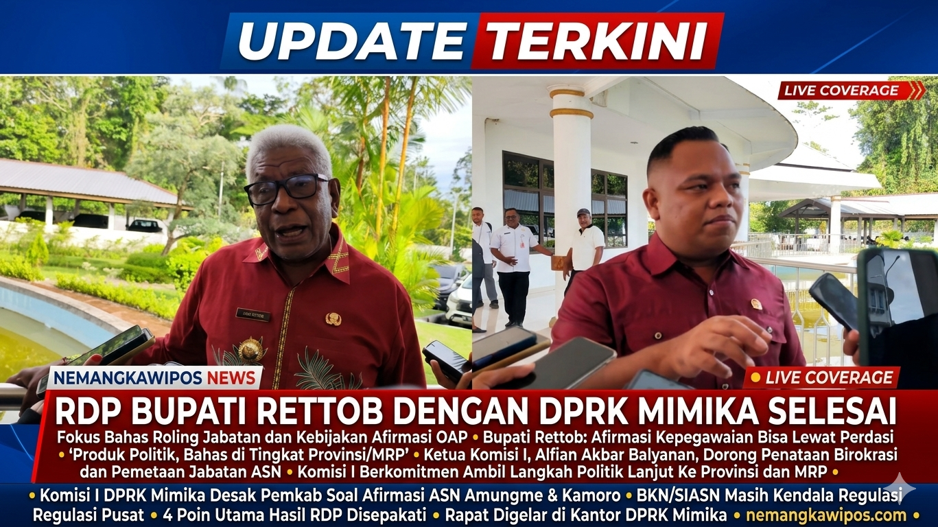 Saat RDP Bersama Komisi I DPRK Mimika Bahas Roling Jabatan, Bupati : Kebijakan Afirmasi Kepegawaian Bisa Dilakukan Melalui Perdasi