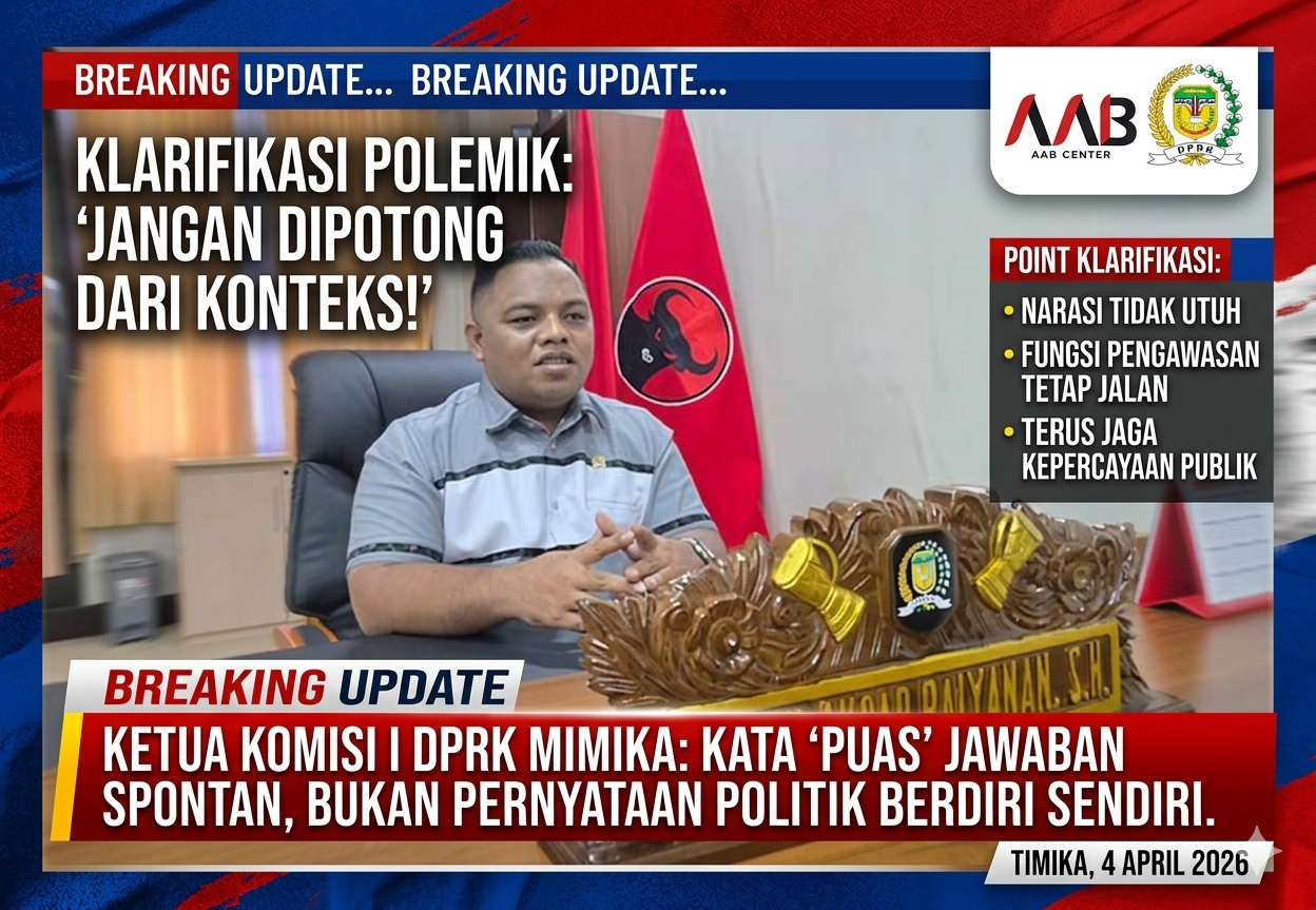 Polemik Kata “Puas”, Ketua Komisi I DPRK Mimika: Jangan Dipotong dari Konteks