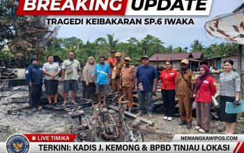 Kebakaran Hanguskan Dua Rumah di SP.6 Iwaka, Diduga Akibat Korsleting Listrik