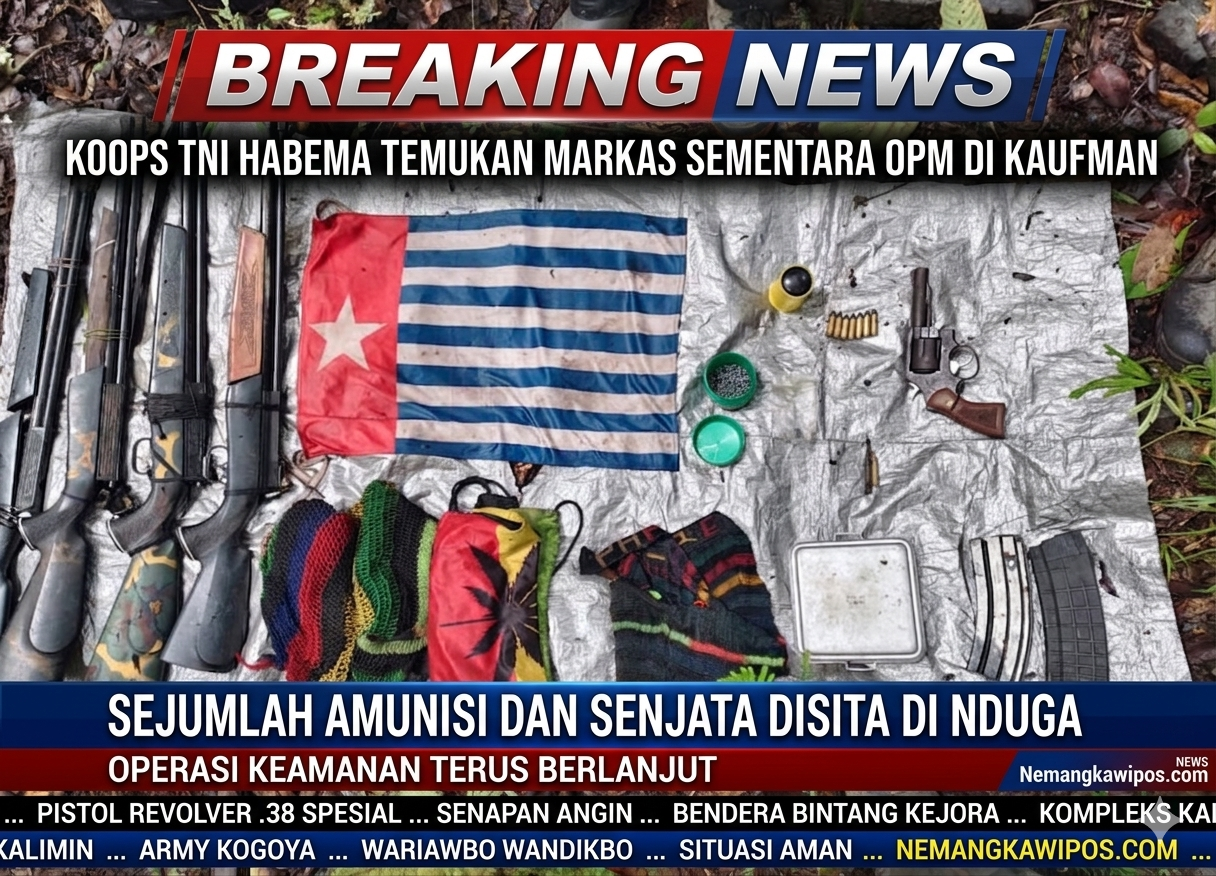 Koops TNI Habema Temukan Markas Sementara OPM di Kalimin Nduga, Sejumlah Amunisi Disita