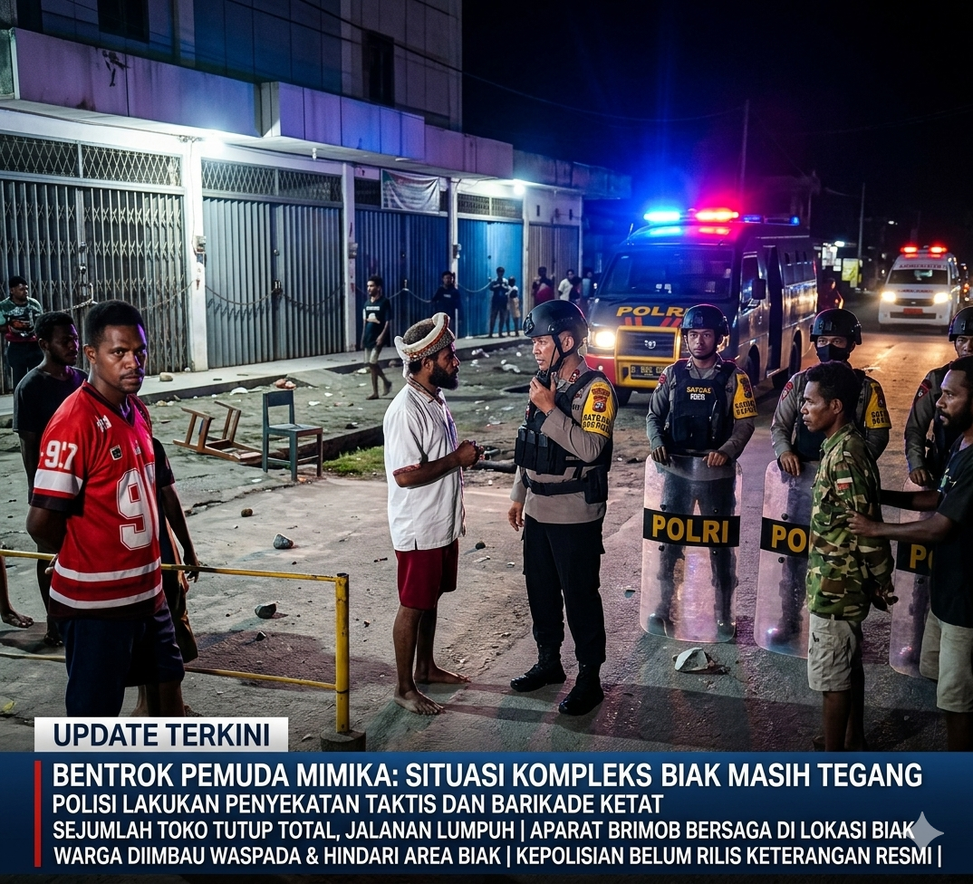 Mimika Mencekam! Bentrok Kelompok Pemuda di Kompleks Biak, Warga Panik dan Toko Tutup
