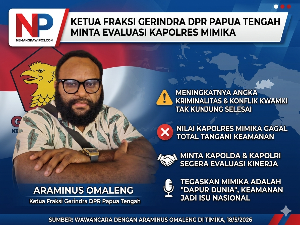 Ketua Fraksi Gerindra DPR Papua Tengah Minta Evaluasi Kapolres Mimika