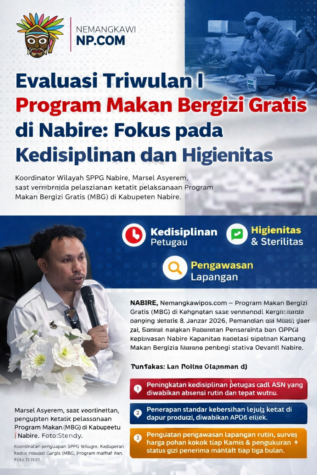 Evaluasi Triwulan I Program Makan Bergizi Gratis di Nabire: Fokus pada Kedisiplinan dan Higienitas