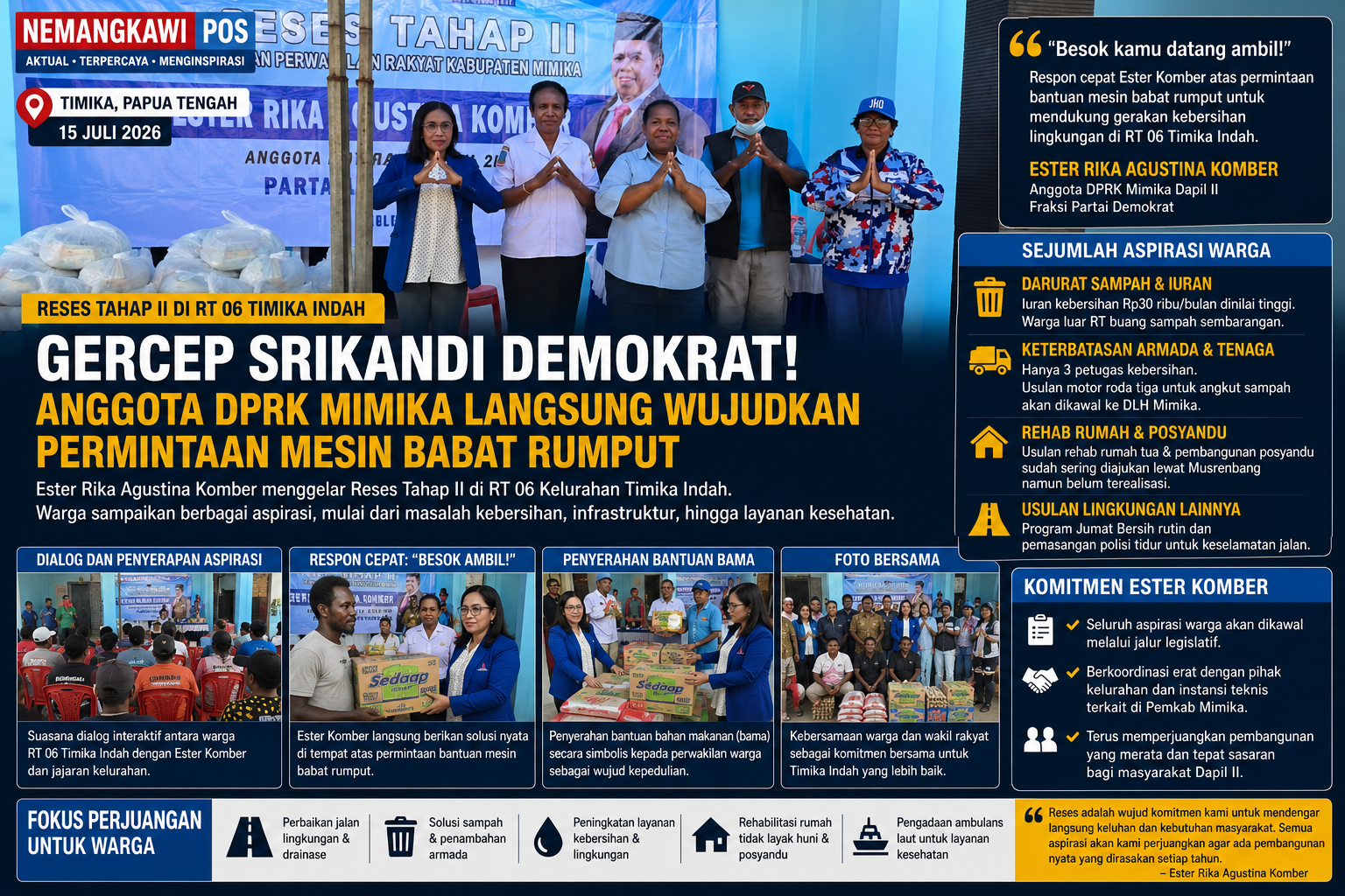 Reses di Timika Indah, Ester Rika Agustina Komber Tindak Lanjuti Aspirasi Warga