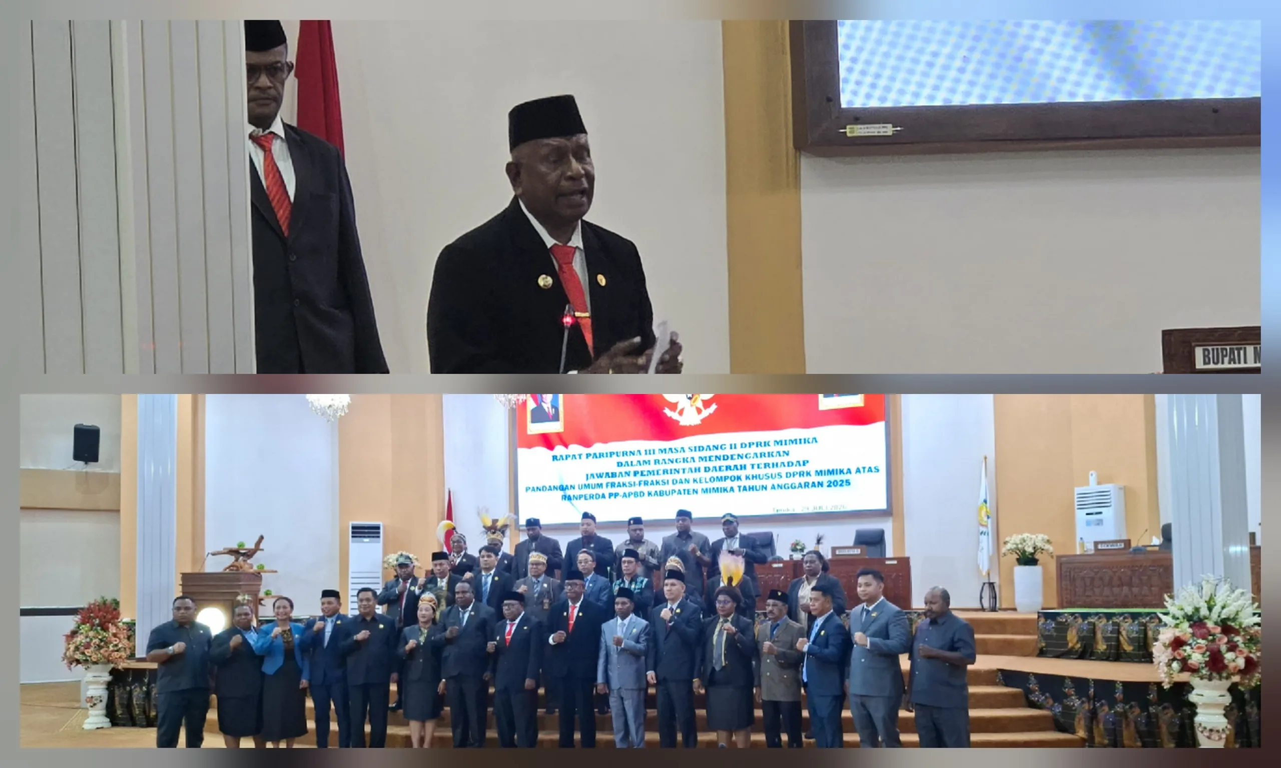 Bupati Mimika Jawab Pandangan Fraksi DPRK atas LKPJ dan Pertanggungjawaban APBD 2025
