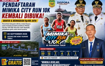 Pendaftaran Mimika City Run 10K Kembali Dibuka, Gratis dan Berhadiah Rp100 Juta