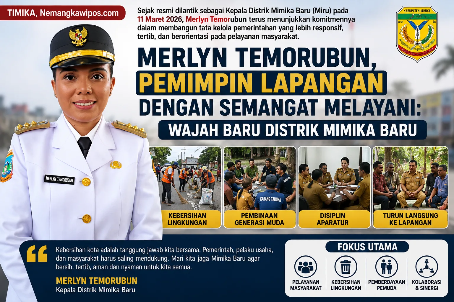 Merlyn Temorubun, Pemimpin Lapangan dengan Semangat Melayani: Wajah Baru Distrik Mimika Baru
