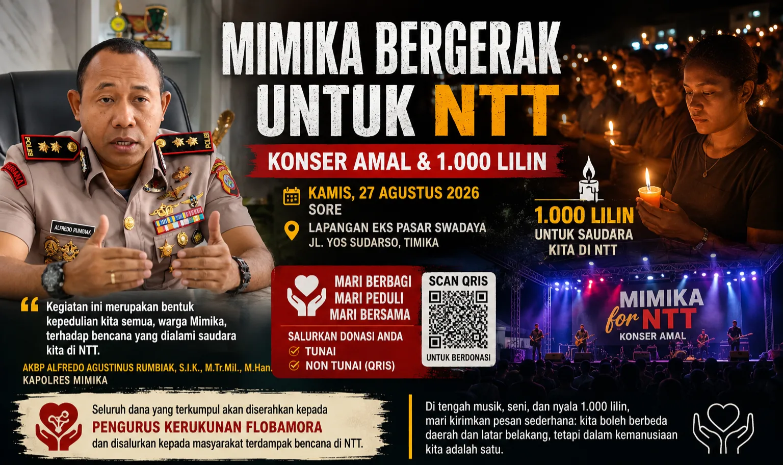 Mimika Bergerak untuk NTT, Konser Amal dan 1.000 Lilin Digelar Kamis Sore