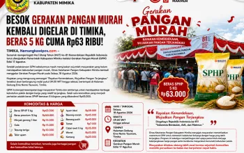Besok Gerakan Pangan Murah Kembali Digelar di Timika, Beras 5 Kg Cuma Rp63 Ribu!