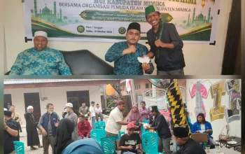 HMI dan GPII Bagikan 150 Masker Gratis, Minta Pemkab Mimika Ambil Langkah Antisipasi Kabut Asap