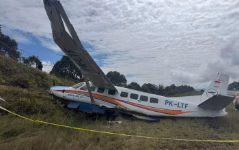 Pesawat Asian One Air Tergelincir di Bandara Bilorai Intan Jaya, Dua Anggota TNI Terluka